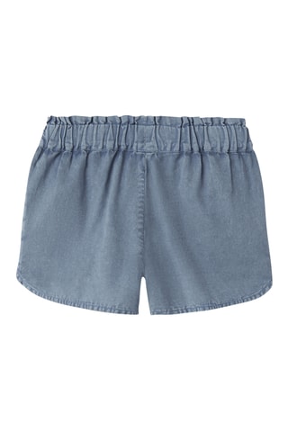 Short regular fit de algodón orgánico y lino -  Azul claro