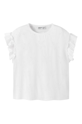 Blusa con bordado inglés de algodón orgánico -  Blanco