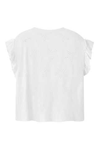 Blusa con bordado inglés de algodón orgánico -  Blanco