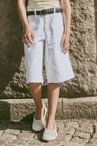 Short baggy de tiro alto -  Blanco