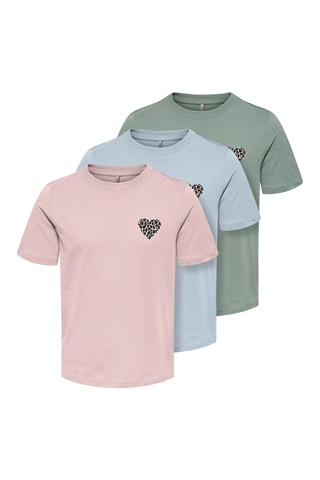 3 T-shirts regular en coton biologique  -  Mauve, vert et ciel