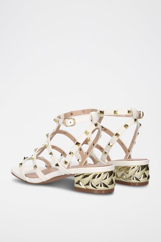 Sandalen met Hak - Wit en goudkleurig