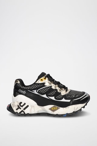 Sneakers platform in pelle - Nero e dorato