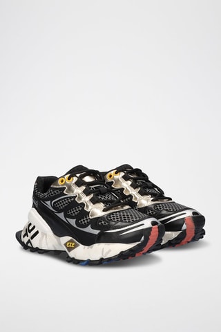 Sneakers platform in pelle - Nero e dorato