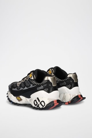 Sneakers platform in pelle - Nero e dorato