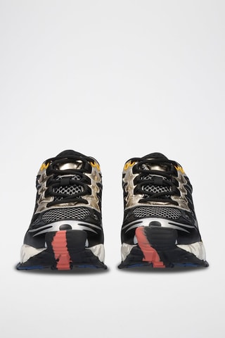 Sneakers platform in pelle - Nero e dorato