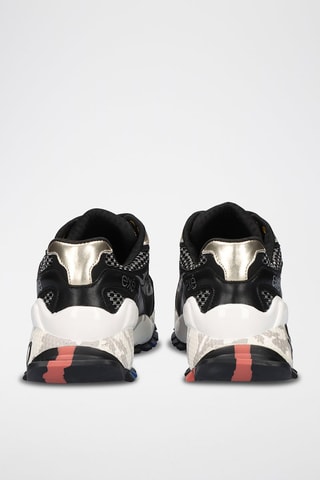 Sneakers platform in pelle - Nero e dorato