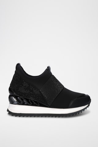 Slip ons met sleehak     - Zwart