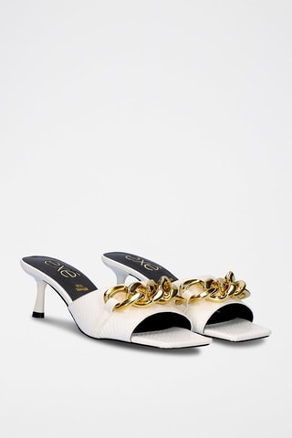 Sandali con tacco in pelle - Bianco