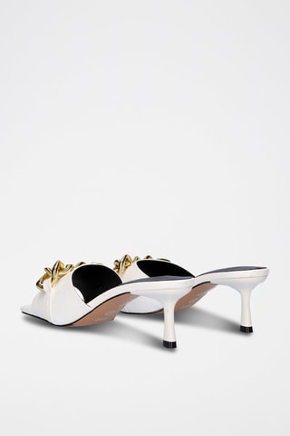 Sandali con tacco in pelle - Bianco