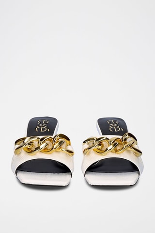 Sandali con tacco in pelle - Bianco