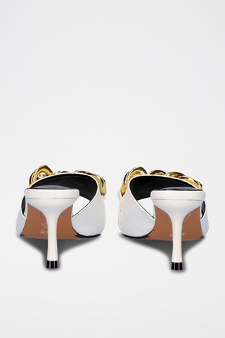 Sandali con tacco in pelle - Bianco