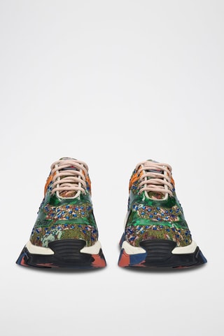 Leren Platform Sneakers  - Groen en oranje