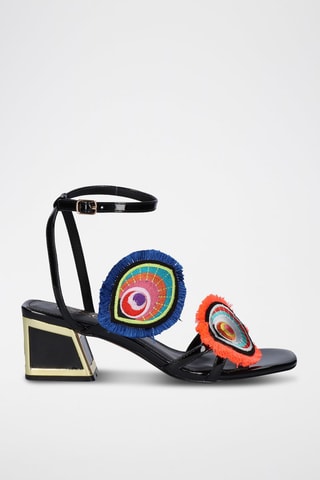 Sandali con tacco in vernice Luisa - Nero