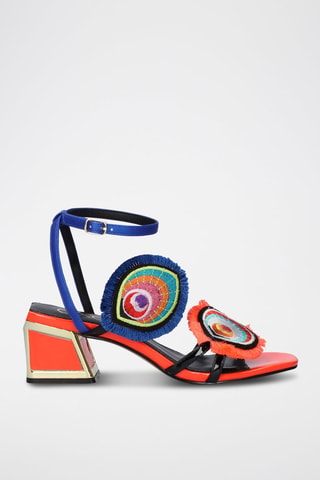 Sandali con tacco Luisa - Blu e corallo