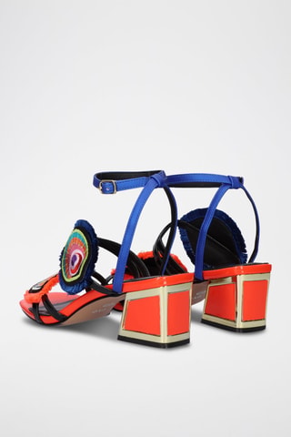 Sandali con tacco Luisa - Blu e corallo