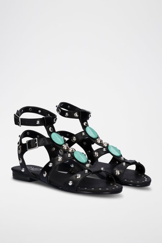 Sandali alla schiava in pelle - Nero