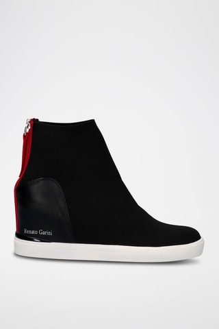 Sneakers a calza con zeppa - Nero