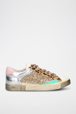 Leren Sneakers   - Wit en zilverkleurig