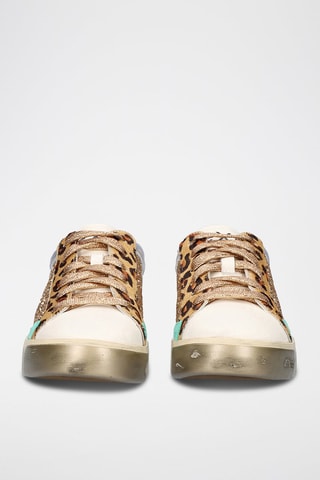 Leren Sneakers   - Wit en zilverkleurig