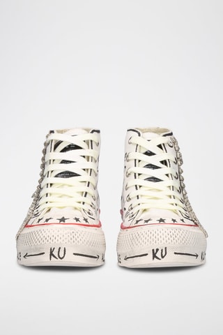 Hoge Sneakers   Wit - Wit en zwart