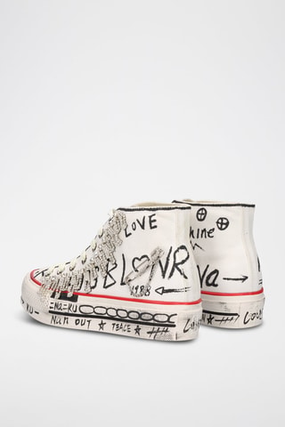 Hoge Sneakers   Wit - Wit en zwart