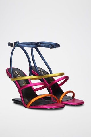 Sandali con tacco Maggie - Blu e fucsia