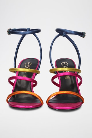 Sandali con tacco Maggie - Blu e fucsia