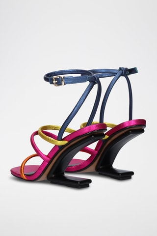 Sandali con tacco Maggie - Blu e fucsia