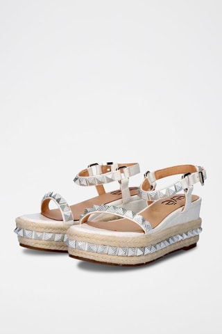 Leren Sandalen met Sleehak - Wit
