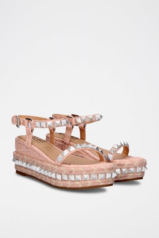 Leren Sandalen met Sleehak - Nude