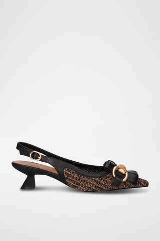 Sandali con tacco in pelle - Nero