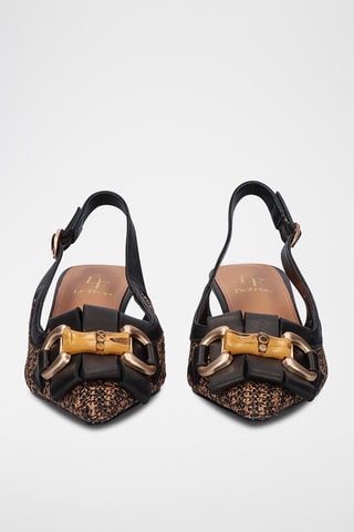 Sandali con tacco in pelle - Nero