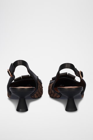 Sandali con tacco in pelle - Nero