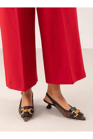 Sandali con tacco in pelle - Nero