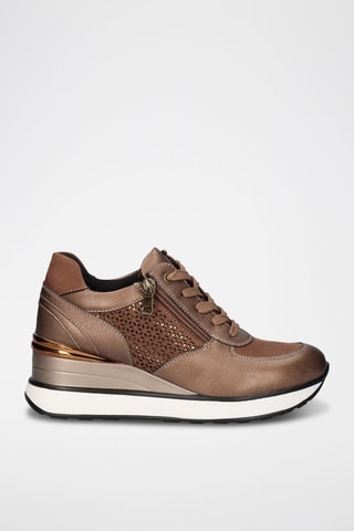 Sneakers con zeppa - Marrone