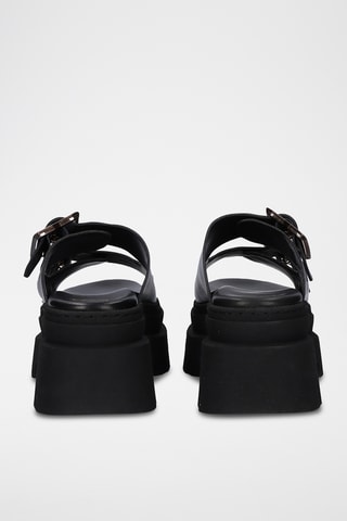 Sandali con tacco in pelle - Nero