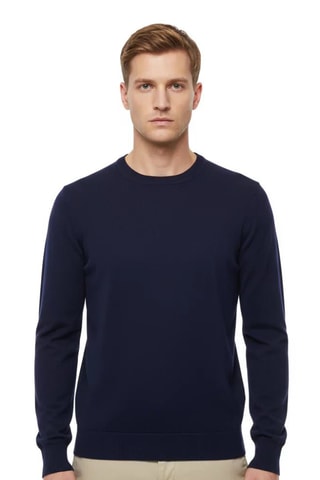 Camisola em lã merino - Azul-marinho