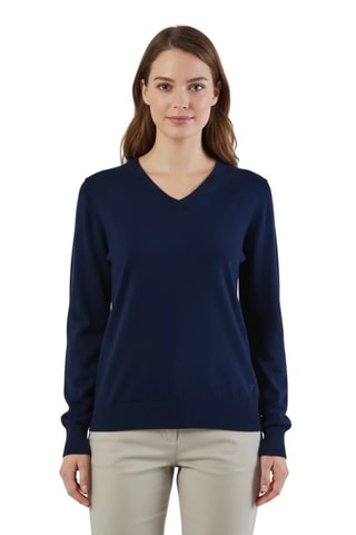 Camisola em lã merino - Azul-marinho