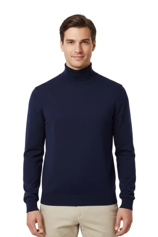 Camisola em lã merino - Azul-marinho