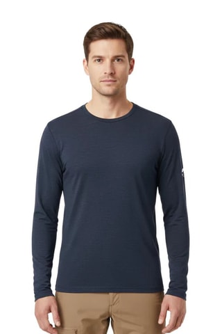 T-shirt em lã merino - Azul