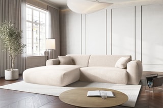 Canapé d’angle gauche Nolio - Beige clair - 4 places - En polyester - Toucher soie