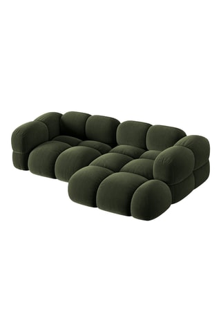 Canapé d’angle droit Loretto - Vert foncé - 3 places - Toucher velours