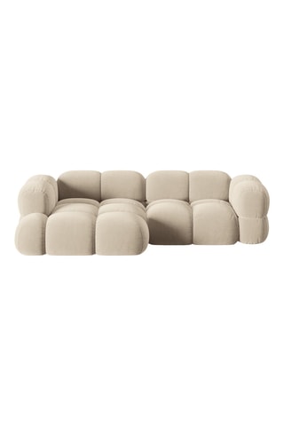 Canapé d’angle gauche Loretto - Beige clair - 3 places - Toucher velours