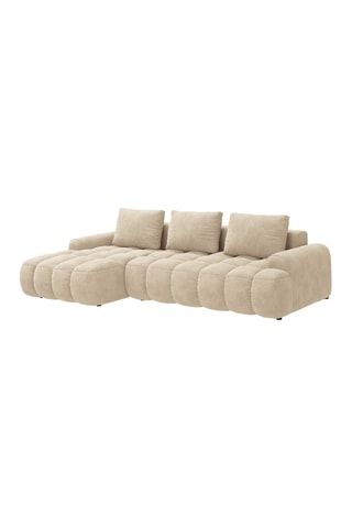Canapé d’angle gauche convertible Linz - Beige clair - 3 places - En tissu velours