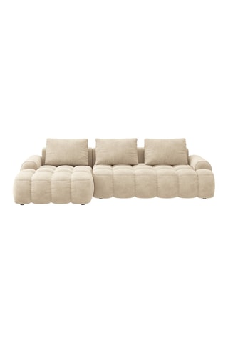 Canapé d’angle gauche convertible Linz - Beige clair - 3 places - En tissu velours
