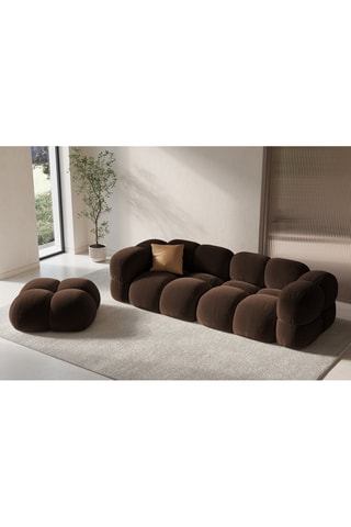 Canapé Loretto - Marron foncé - 4 places - En tissu velours