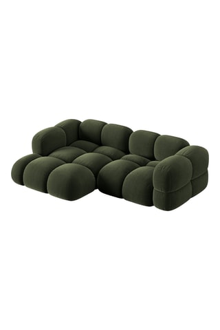 Canapé d’angle gauche Loretto - Vert - 3 places - Toucher velours