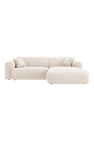 Canapé d’angle Nolio - Beige chiné - 4 places - En polyester - Toucher soie