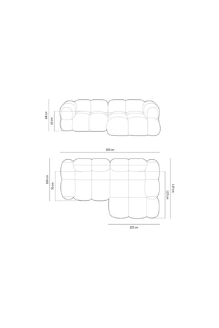 Canapé d’angle droit Loretto - Beige clair - 3 places - Toucher velours